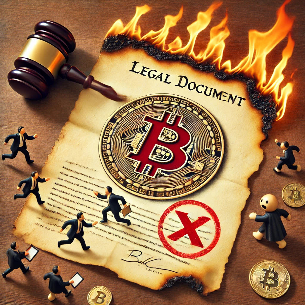 Burning legal document